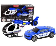 Policijos transporto priemonių rinkinys su garso ir šviesos efektais