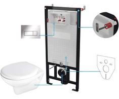 Potinkinis WC komplektas Deante Boro 6in1, CMOS6SPW, Baltas/Chrome