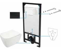 Potinkinis WC komplektas Deante Hiacynt 6in1, CDYN6ZPW, Baltas/Nero
