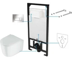 Potinkinis WC komplektas Deante Jasmin 6in1, CDJS6ZPW, Baltas/Chrome
