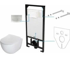 Potinkinis WC komplektas Deante Peonia 6in1, CDEF6ZPW, Baltas/Brushed steel