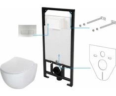 Potinkinis WC komplektas Deante Peonia 6in1, CDEF6ZPW, Baltas/Brushed steel