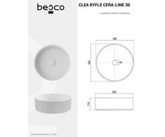 Praustuvas Besco Clea Ryfle Cera-Line, 36 x 11.5, Matt Juodas