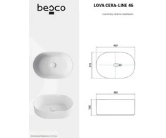 Praustuvas Besco Lova Cera-Line, 46 x 31 x 14 cm, Matt Gun Metal