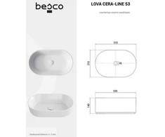 Praustuvas Besco Lova Cera-Line, 53 x 31 x 14 cm, Matt Gun Metal