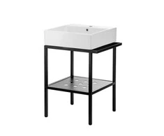 Praustuvas Deante Temisto su pastatoma konsole, 66.5x50 cm, CDTS6U6S, Baltas/Juodas