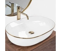 Praustuvas Rea Cleo 61, Baltas/Gold Edge