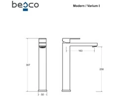 Praustuvo maišytuvas Besco Modern / Varium I, Juodas matt