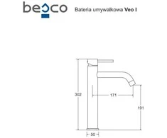 Praustuvo maišytuvas Besco Veo I, Gold