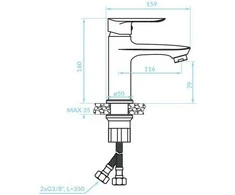 Praustuvo maišytuvas Kuchinox CENTO su klik-klak, BKC_022D, Chrome