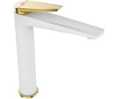 Praustuvo maišytuvas Laveo Rubio High su klik-klak, Baltas/Gold
