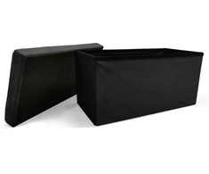 Pufas-daiktadėžė Perfecto Duo, 60x30x30 cm, juodas