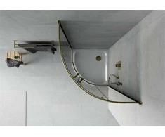 Pusapvalė dušo kabina Mexen Rio F su padėklu ir sifonu, Graphite/Gold+Baltas/Gold, 90 x 90 cm