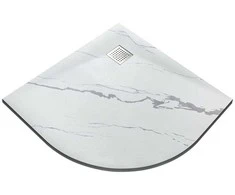 Pusapvalis dušo padėklas Besco Vexo Marble, 90 x 90 cm