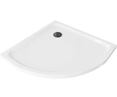 Pusapvalis dušo padėklas Mexen Flat Slim su sifonu, Baltas+Juodas, 100 x 100 cm