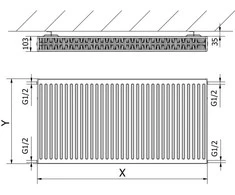 Radiatorius Mexen C22, 400 x 1400 mm, 1660 W, šoninio pajungimo, baltas