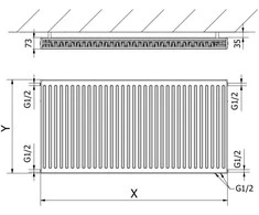 Radiatorius Mexen CV21, 900 x 800 mm, apatinio pajungimo, 1421 W, baltas
