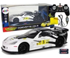 Radijo bangomis valdomas sportinis automobilis Corvette C6.R 1:18 baltas