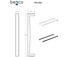 Rankenėlė voniai Besco Oxa Long, Juodas/Chrome (1 vnt.)