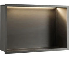 REA įleidžiama vonios kambario lentyna su LED, 30x45 cm, Titanium