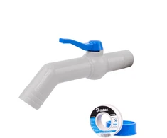 Rinkinys: čiaupas PP 45° 32mm žarnai Bradas
