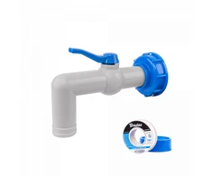 Rinkinys: čiaupas PP 90° su IBCS60x6 adapteriu 25-32mm žarnai Bradas