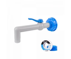 Rinkinys: čiaupas PP 90° su IBCS60x6 adapteriu 19-25mm žarnai Bradas