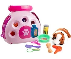 Lean Toys Rinkinys žaislinis šunų narvas su priedais