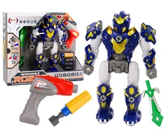 Robotas su gręžtuvu, atsuktuvu, šviesos ir garso efektais, mėlynas