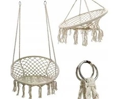 Sėdimas hamakas-sūpynės Boho, 82 cm, ecru