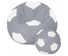 Sėdmaišis su pufu Ball XXXL (80 cm), Pilkas/Baltas