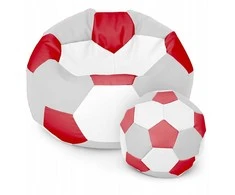Sėdmaišis su pufu Ball XXXXL (100 cm), Pilkas/Raudona/Baltas