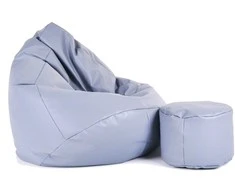 Sėdmaišis su pufu Mega Comfort XXL, dirbtinė oda, šviesiai pilkas