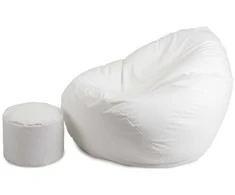 Sėdmaišis su pufu Mega Comfort XXL, dirbtinė oda, baltas
