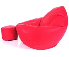 Sėdmaišis su pufu Mega Comfort XXL, dirbtinė oda, raudonas