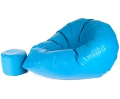 Sėdmaišis su pufu Mega Comfort XXL, dirbtinė oda, žydras
