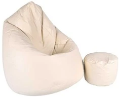 Sėdmaišis su pufu Mega Comfort XXL, dirbtinė oda, kreminis