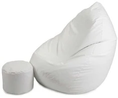 Sėdmaišis su pufu Mega Comfort XXL, dirbtinė oda, baltas