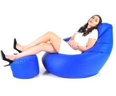 Sėdmaišis su pufu Mega Comfort XXL, dirbtinė oda, mėlynas