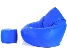 Sėdmaišis su pufu Mega Comfort XXL, dirbtinė oda, mėlynas