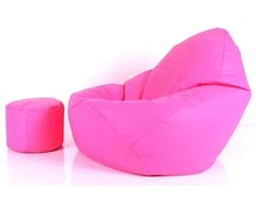 Sėdmaišis su pufu Mega Comfort XXL, dirbtinė oda, rožinis