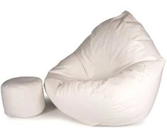 Sėdmaišis su pufu Mega Comfort XXL, dirbtinė oda, baltas