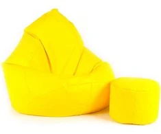 Sėdmaišis su pufu Mega Comfort XXL, dirbtinė oda, geltonas