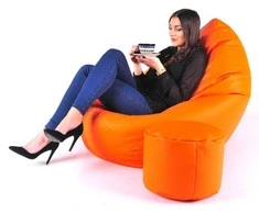 Sėdmaišis su pufu Mega Comfort XXL, dirbtinė oda, oranžinis