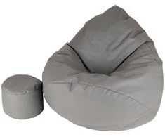 Sėdmaišis su pufu Mega Comfort XXL, dirbtinė oda, pilkas