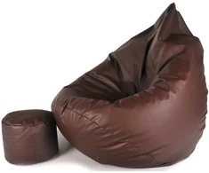 Sėdmaišis su pufu Mega Comfort XXL, dirbtinė oda, rudas