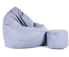 Sėdmaišis su pufu Mega Comfort XXL, dirbtinė oda, šviesiai pilkas