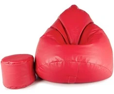 Sėdmaišis su pufu Mega Comfort XXL, dirbtinė oda, raudonas