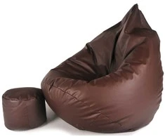 Sėdmaišis su pufu Mega Comfort XXL, dirbtinė oda, rudas