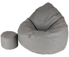 Sėdmaišis su pufu Mega Comfort XXL, dirbtinė oda, pilkas